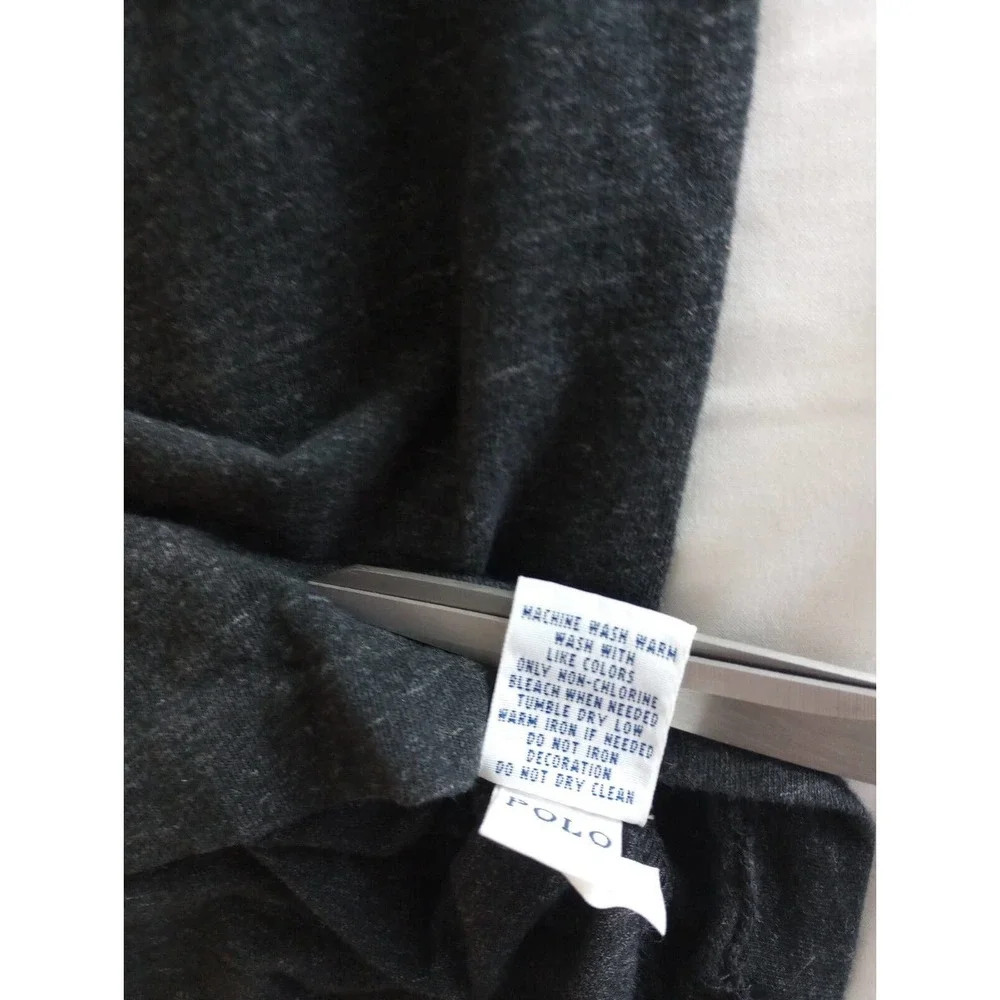 Polo Ralph‎ Lauren T Shirt Mens M Gray Heather Red V Neck Long Sleeve